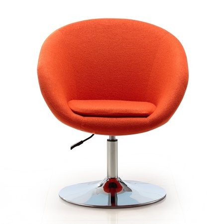 MANHATTAN COMFORT Hopper Swivel Adjustable Height Chair in Orange and Polished Chrome AC036-OR